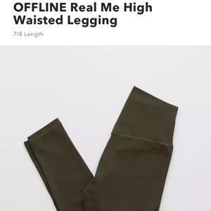 Aerie OFFLINE Real Me 7/8 legging. Hi rise. Size: Large Short. Worn once. Olive